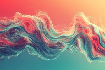 Wall Mural - flowing wave patterns with bold gradient colors and soft shadow effects