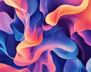 Wall Mural - fluid abstract shapes with vibrant gradient transitions and shadow details