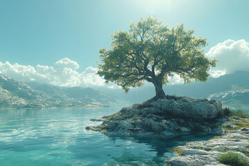 Wall Mural - a creator breathing life into a lifeless landscape, symbolizing the infusion of existence into the w