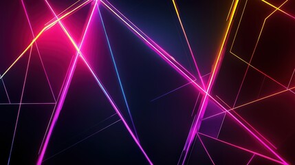 Wall Mural - futuristic abstract design with intersecting neon lines on a dark background