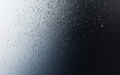 Close-up of water droplets on a glass surface, showcasing textured patterns from condensation in a dimly lit environment