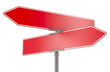 © natatravel - Empty red traffic road sign arrows, opposite traffic signs, 3D rendering isolated on transparent background