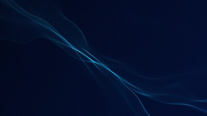 Wall Mural - minimalist background with an elegant flowing blue fractal light wave rippling gently. smooth digita