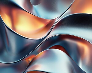 Wall Mural - layered metallic forms with gradient highlights and subtle shadow effects