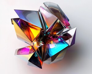 Wall Mural - metallic geometric forms with vibrant accents and futuristic appeal