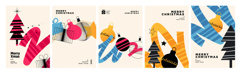 Wall Mural - set of christmas and new year cards. modern vector illustration concepts for graphic and web design,
