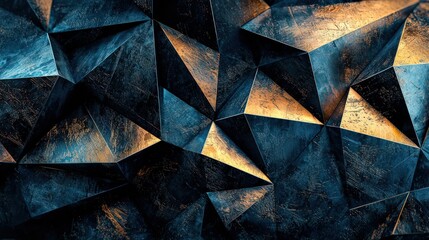 Wall Mural - sharp angular forms with gradient transitions and metallic textures