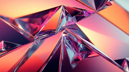 Wall Mural - sharp angular forms with gradient transitions and metallic textures