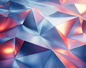 Wall Mural - sharp angular geometric forms with metallic textures and gradient lighting