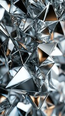 Wall Mural - sharp angular geometric patterns with metallic textures and light reflections