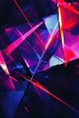 Wall Mural - sharp angular shapes with neon accents and shadowy backgrounds