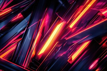 Canvas Print - sharp geometric lines forming abstract patterns with glowing neon accents