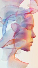 Sticker - subtle flowing lines with soft shadow details and gradient color blends