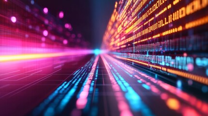 Algorithmic problem-solving, sleek virtual environment, complex data streams, neon grids