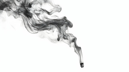 Cigarette isolated on a white background with black smoke  -