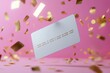 © typepng - The finance celebration concept features a celebratory credit card with confetti on a pink background