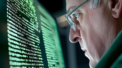Men, including investors, investors and employees, focusing on programming, coding, and trading with cyber security.