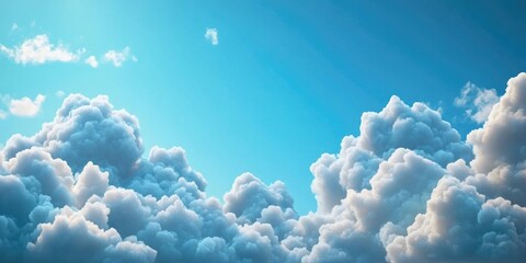 Fluffy cumulus clouds drifting through a clear, sunny sky, Fluffy cumulus clouds in a bright clear sky