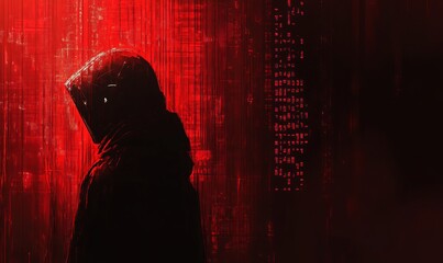 A person that looks like a hacker. A slide background for showcasing cybersecurity.