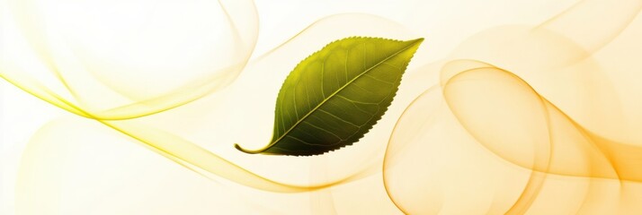 Leinwandbilder - A delicate tea leaf silhouette is highlighted against a warm backdrop, emphasizing its natural beauty and elegance in soft light. Generative AI