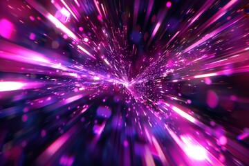 Wall Mural - Abstract Background with Purple and Pink Light Streaks and Glowing Particles