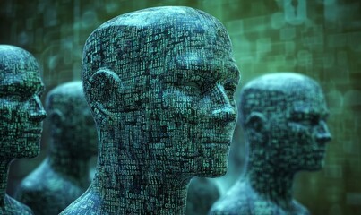 Artificial intelligence is forming a heard made of binary code data