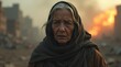 © Mounir - Elderly Woman in War Zone Amidst Destruction