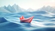 © VRVisionary - Insurance business strategy and corporate liability protection represented by a paper boat navigating through challenges featuring 3D illustration elements