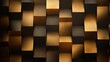 © Dulemegapixel - This artistic presentation focuses on golden cubes with textured surfaces, creating a visually intriguing depth and highlighting the concept of structure and balance.