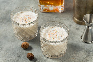 Poster - Cold Boozy Rum Milk Punch with Cream and Nutmeg