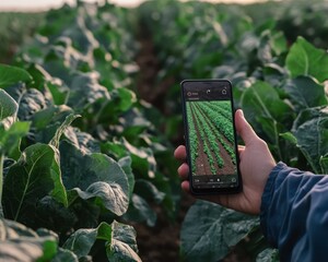 Wall Mural - ai-powered app guiding farmers on crop rotation and optimal planting times