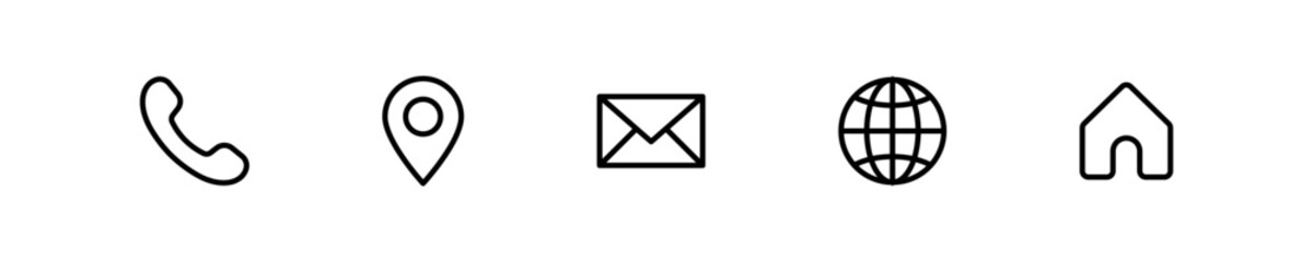 Aufkleber - Contact us icon. Web icons set , home, call, email, address, location, globe, chat, send, message, mail, envelope, mobile, telephone, website, icon . communication contact icon. editable stroke