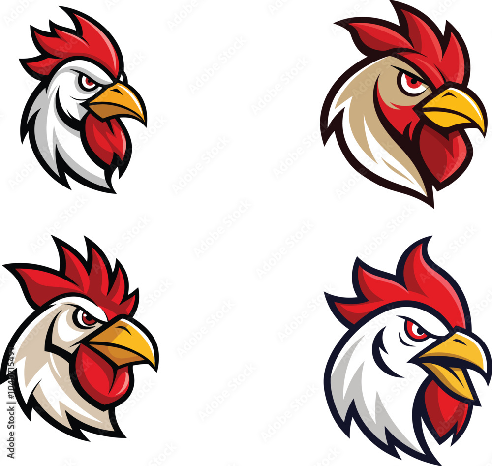 angry rooster head mascot logo white background . Stock Vector | Adobe ...
