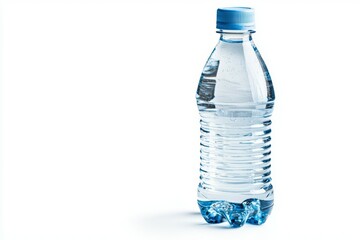 Wall Mural - A bottle of water is sitting on a white background