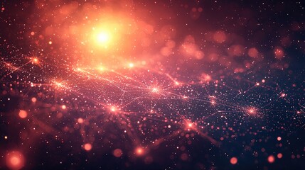 Wall Mural - abstract cosmic background with glowing lines and stars.