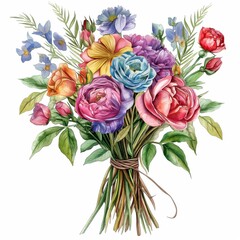 Wall Mural - a bouquet of flowers, there is a watercolor painting