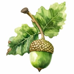 Wall Mural - an acorn with a leaf and a seed