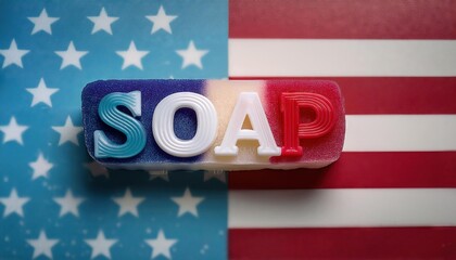 Patriotic Soap Bar with Red,White and Blue Design