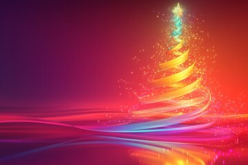 Wall Mural - Colorful abstract Christmas tree design with vibrant hues and glowing lights, perfect for festive celebrations and seasonal decor