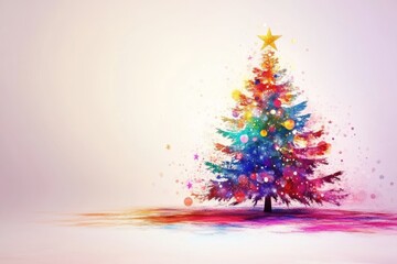 Wall Mural - A vibrant and colorful abstract Christmas tree design featuring ample copy space for festive messages