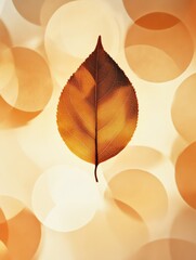 Aufkleber - The silhouette of a graceful tea leaf stands out against a gently blurred, warm-colored bokeh background, reflecting artistic beauty. Generative AI