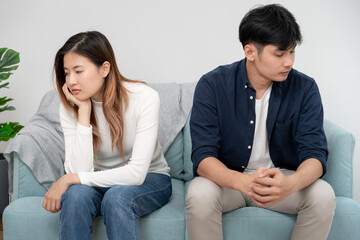 Divorce. Asian couples are desperate and disappointed after marriage. Husband and wife are sad, upset and frustrated after quarrels. distrust, love problems, betrayals. family problem, teenage love.