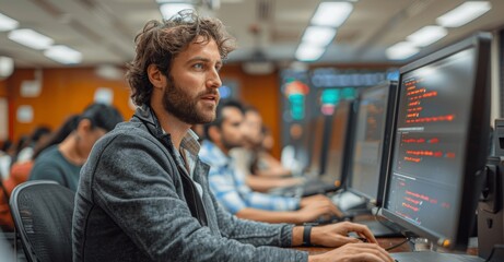 Teacher Conducting Software Engineering Class for Diverse University Students in High-Tech Classroom