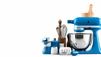 Bright blue kitchen mixer and baking tools for creative culinary adventures and delicious recipes