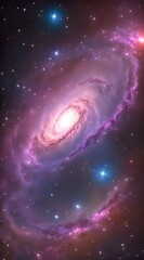 Wall Mural - Amazingly colorful galaxy in outer space, with swirling, sparkling stars, vibrant nebulae in pinks, blues, and purples, and a glowing, radiant core