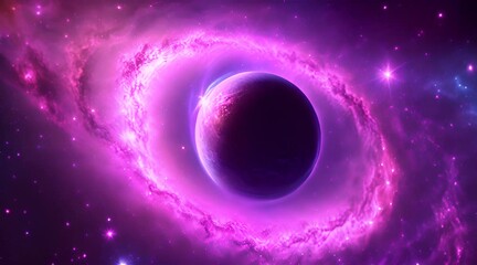 Wall Mural - Amazingly colorful galaxy in outer space, with swirling, sparkling stars, vibrant nebulae in pinks, blues, and purples, and a glowing, radiant core