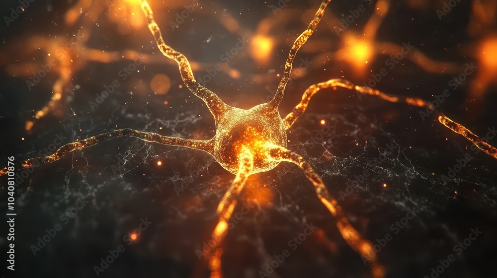 Nerve cells, neuron cell, sending electrical signals in the brain for ...