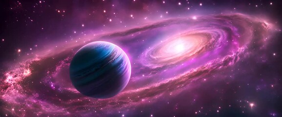 Wall Mural - Amazingly colorful galaxy in outer space, with swirling, sparkling stars, vibrant nebulae in pinks, blues, and purples, and a glowing, radiant core