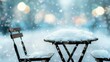 © CrazyJuke - A quiet cafe shrouded in snow creates a serene winter scene, evoking the charm of Christmas in a city.