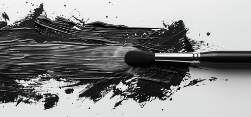 Black Ink Marker Brush Strokes Isolated on White Background